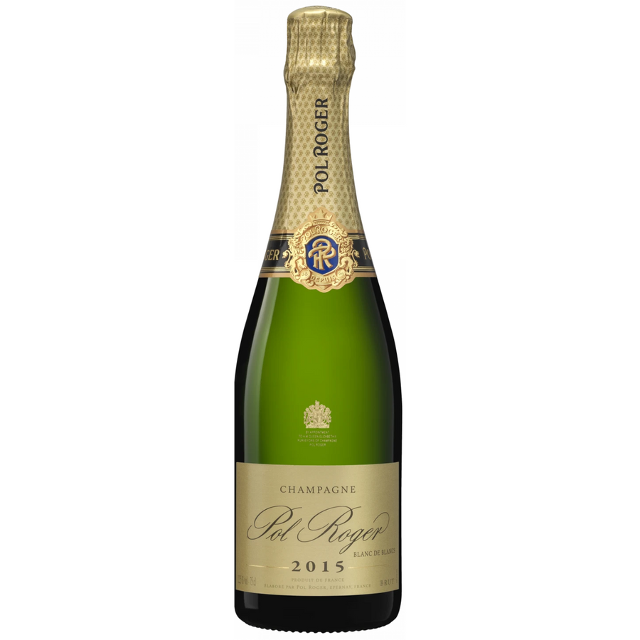 Bottle of Pol Roger Blanc de Blancs Brut, Champagne, France.