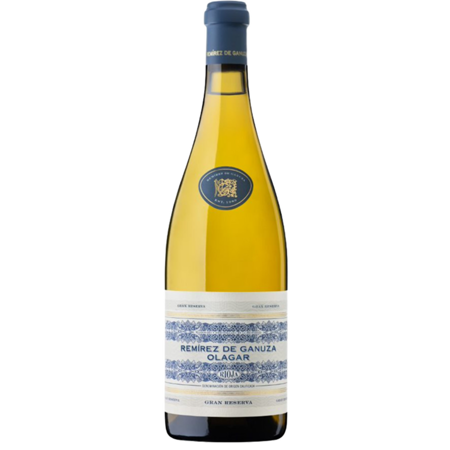 Bottle of Remirez de Ganuza Olagar Gran Reserva 2018, a Viura white wine from Rioja, Spain.
