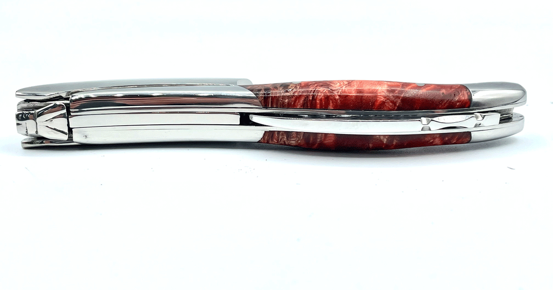 Handcrafted Sommelier Waiter's Corkscrew with Stabilized Red Poplar Burl Handle, Polished Bolster by Laguiole en Aubrac