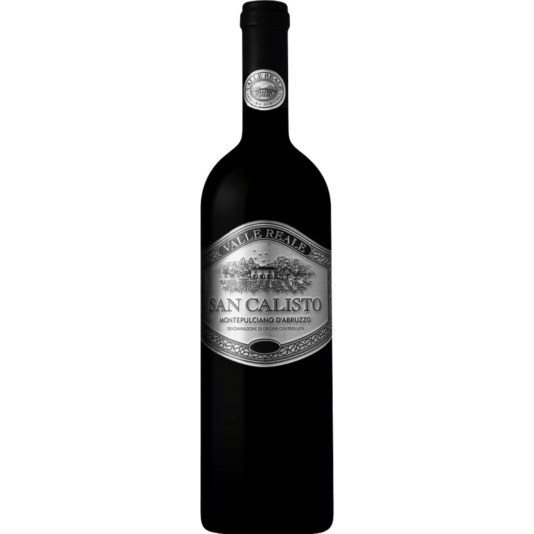 Bottle of Valle Reale San Calisto Montepulciano d'Abruzzo 2015, a Montepulciano red wine from Abruzzo, Italy.