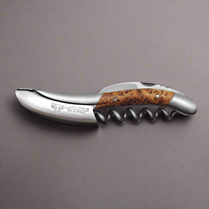 Handcrafted Sommelier Waiter's Corkscrew with Juniper Wood Handle by Laguiole en Aubrac